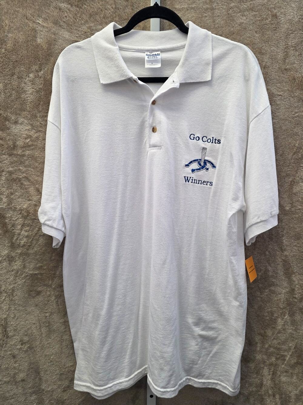 GILDAN WHITE COLTS POLO IN XL 048